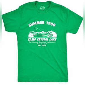 Graphic Men's XL Green Summer 1980 Camp Crystal Lake T-Shirt. New In Plastic
